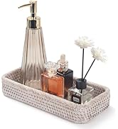 Rattan Bathroom Vanity Tray, Toilet Tank Tray, Toilet Basket Tank Topper, Bathroom Basket for Org...