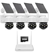 Anlapus Solar Security Camera Wireless Outdoor, 2.5K Pan/Tilt 4-Cam Kit with Solar Panel, Wireles...