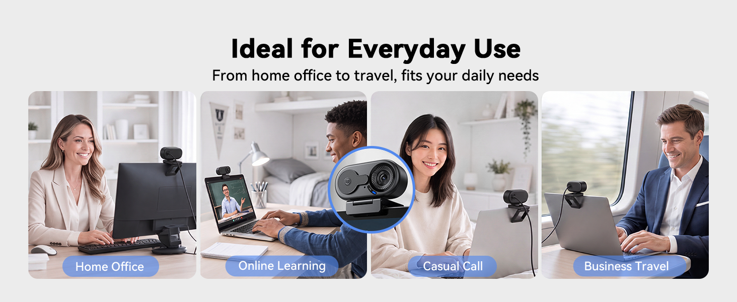 C100 2K webcam is designed for versatile use across everyday scenarios