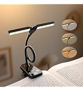 Ruoaueob Portable Rechargeable Reading Lamp - Dual Heads with Stepless Dimming, Battery Indicator...