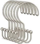 Bathway Nickel Shower Curtain Hooks Ring, 12 Pcs Double Sided Shower Hooks, Rust Proof Metal Show...
