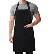 Cardkiss Chef Apron for Men and Women, Water & Oil Resistant Cooking Kitchen Aprons for Women wit...