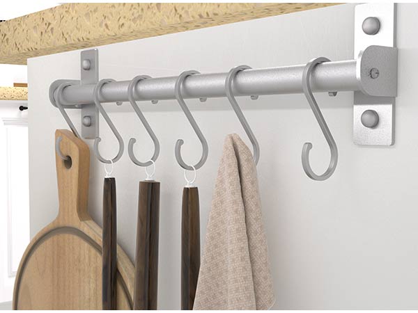 Dseap Kitchen Utensil Hanger, Pot Pans Rack with 8 Hooks Wall Mounted