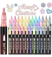 OLINGYOU Double Line Outline Pens,48 Colors Self-outline Shimmer Markers Set,Double Line Pen for ...