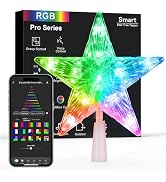 Brizled Smart Xmas Tree Topper, 7.5" 11 LED Lighted Star Tree Topper, Color Changing App & Voice ...