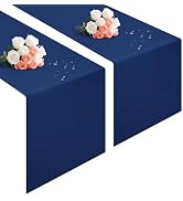 Wolkemer 2 Pieces Waterproof Table Runner Lightweight Fabric, 13x36 Inches | Wipeable Farmhouse R...