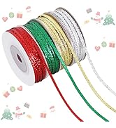 TONIFUL 4 Rolls Thin Ribbon - 3mm*20 Yards - Christmas Ribbon Set for Gift Wrapping, Tree & Wreat...