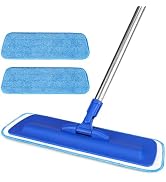 17.5" Professional Microfiber Floor Cleaning Mop, Flat Mop with Stainless Steel Handle, 2 Reusabl...