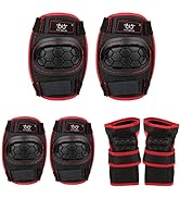 TXJ Sports Elbow and Knee Pads Kids with Wrist Guards Protective Gear for Skateboard Roller Skati...