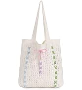 Sightor Crochet Tote Bag, Mesh Beach Bag Knit Summer Hobo Bag Vacation Boho Tote Bag for Women