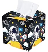 PRESSINART Astronaut Tissue Holder Square Waterproof Tissue Box Cover Leather Creative Galaxy Ast...