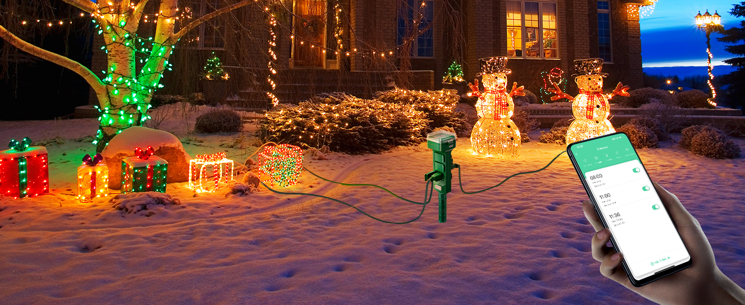 outdoor plug for christmas lights light timer stake