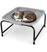 PHYEX Elevated Pet Hammock for Kitty & Small Dog, Easy Assembly Raised Cat Cot for Indoors & Outd...