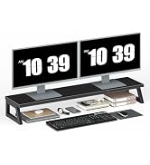 HOOBRO Dual Monitor Stand Riser, 39 Inch Large Computer Monitor Stand for 2 Monitors, Computer Mo...
