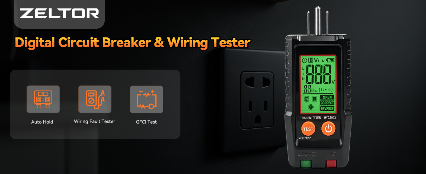 GFCI Outlet Tester with Circuit Breaker Finder