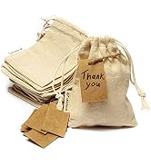 LEAFICO Reusable Cotton Bags - X-Small 3x4 25 Pack - Cloth Gift Bags with Drawstrings for Jewelry...