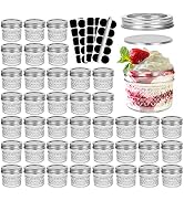 CycleMore 40 Pcs 4oz Glass Mason Jars With Silver Separable Lids and Diamond Appearance, Mini Mas...