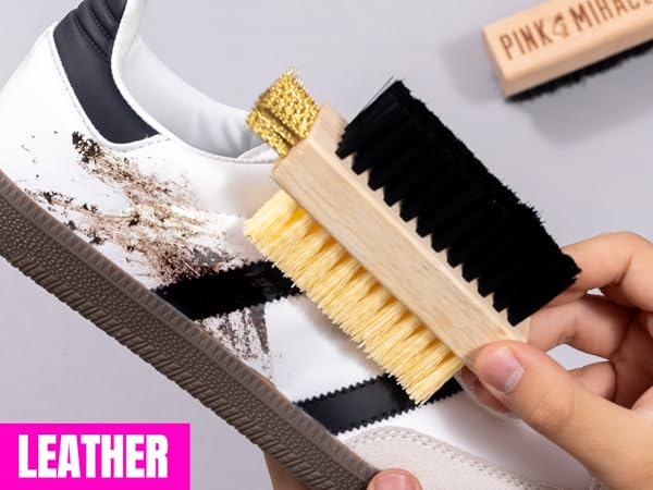 Take the dirt out of any leather shoes with Pink Miracle Shoe Brush