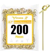 200PCS Cocktail Picks Bamboo Skewers for Appetizers, Fancy Toothpicks for Appetizers, 4.7 Inch Lo...