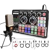 KILOGOGRAPH Podcast Equipment Bundle - F999 Plus Sound Card, M998 Condenser Podcast Microphone wi...