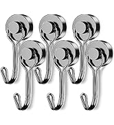 Junarter 6 Pack Magnetic Hooks 25LBS Swivel Swing Magnet Hooks for Hanging, Strong Magnetic Hooks...