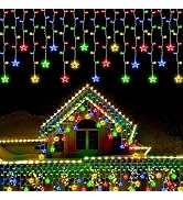 kemooie 150 LED Icicle Christmas lights with Star,8 Modes Icicle Lights Outdoor, 30 Drops Outdoor...