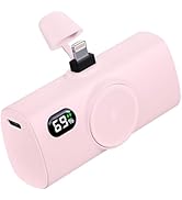 Ultra-Compact Pink Power Bank, 5000mah Mini Portable Charger Backup Battery Pack for iPhone 14/14...