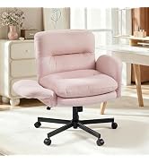 Bestier Criss Cross Chair with Flip-Up Armrests, Swivel Makeup Vanity Chair with Wheels & Side Po...