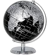 EXERZ 5.5 Inches Mini World Globe Black Rotating Desktop Globe | With Stainless Steel Base for Ho...