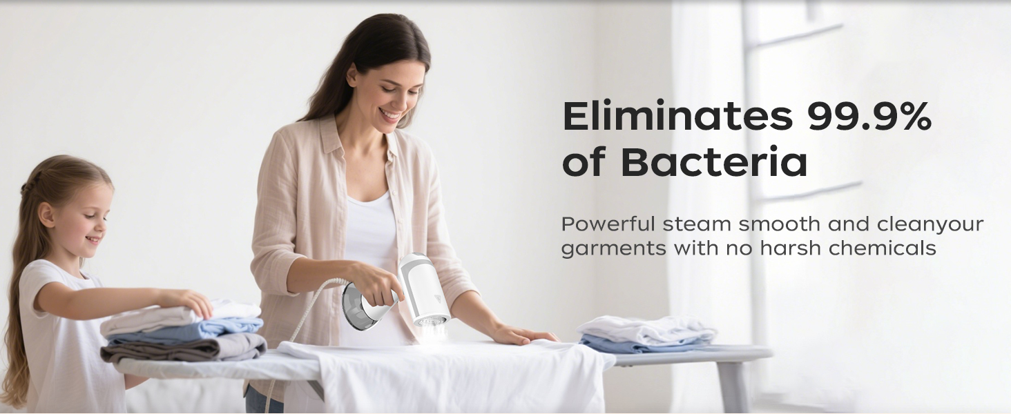 White garment steamer for clothes