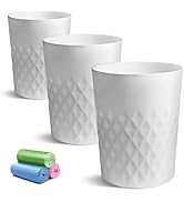 YGJT Bathroom Trash Can, 3 Pack 1.8 Gallons Small Trash Can with Trash Bags, Round Bathroom Garba...