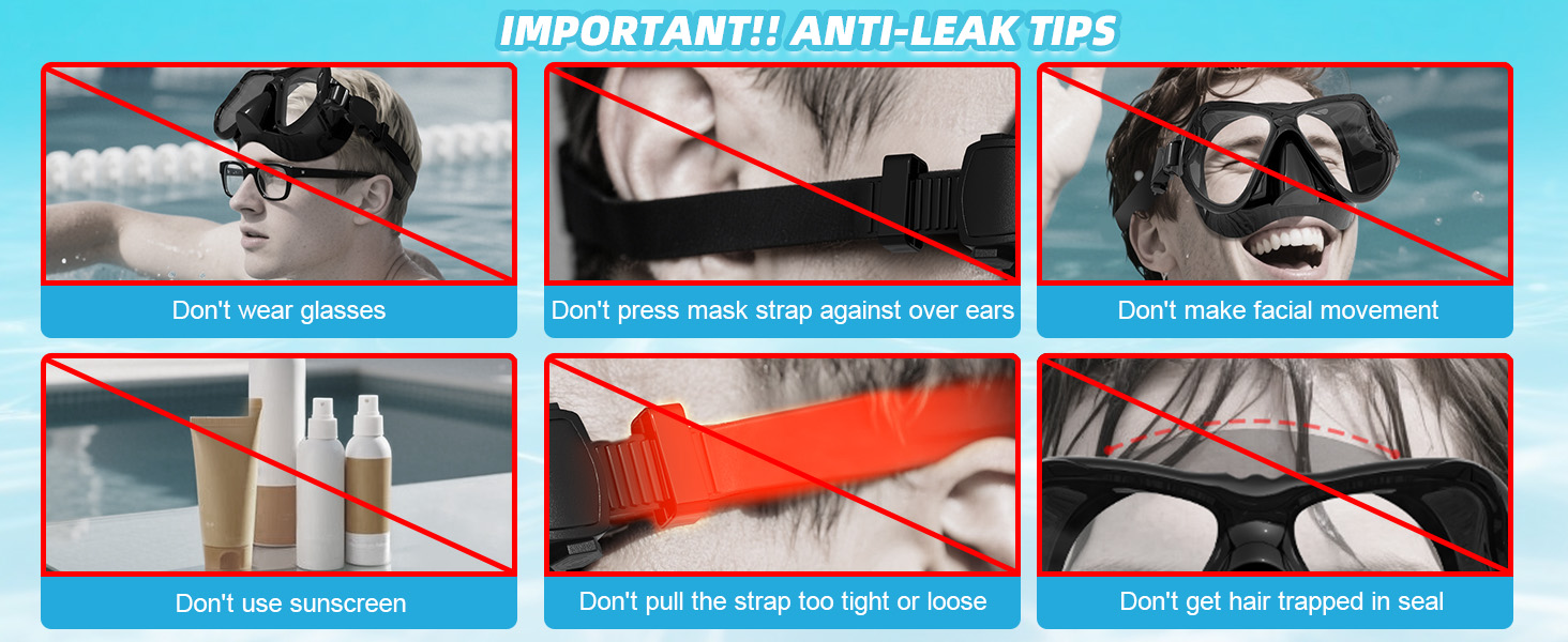 Anti-leak sorkel mask