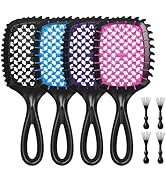 Detangler Brush – 4 Pack Vented Hair Brush for Wet/Dry Hair – Easy, Pain-Free Detangler Brush Red...