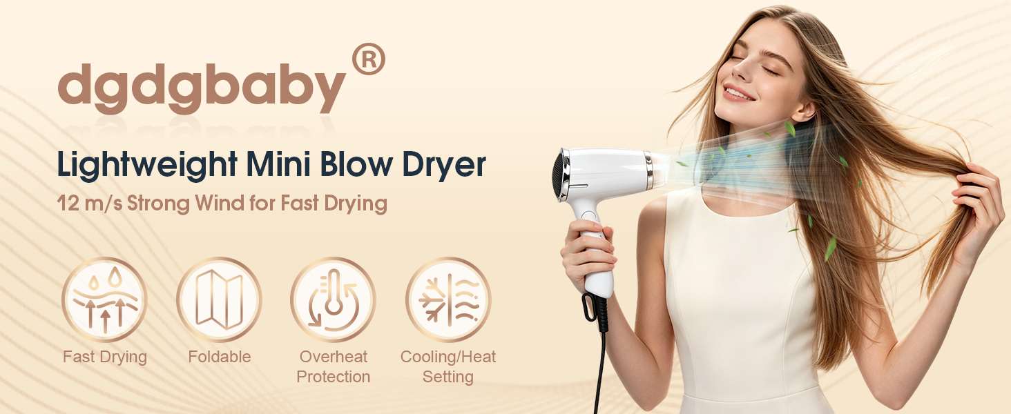 Portable mini hair dryer with high speed dc motor brings fast drying effect for busy office workers
