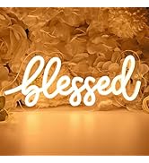 SYLHOME Blessed Led Neon Light Sign Home Bedroom Kids Room Office Wall Sign Decor Pray God Bless ...