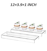 Sezanrpt Acrylic Shelf Riser 12x4.3x1 pack of 2, Clear Display Shelf 12” for Shoes, Glasses, Plan...