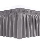 Biscaynebay Wrap Around Bed Skirts for King & Cal King Beds 18" Long Drop, Silver Grey Adjustable...