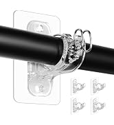 MUAKIOY No Drill Curtain Rod Brackets, (4 Pack) Adjustable Adhesive Curtain Holders, Stick on Wal...