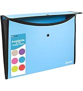Square Flap Document Holder Blue, Expanding File Folder, A4 Letter Size Reusable Filling Envelope...