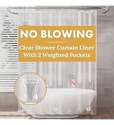 AmazerBath Extra Long Shower Curtain Liner with 2 Weights Pockets, 72x84 Inch Innovative No Blowi...