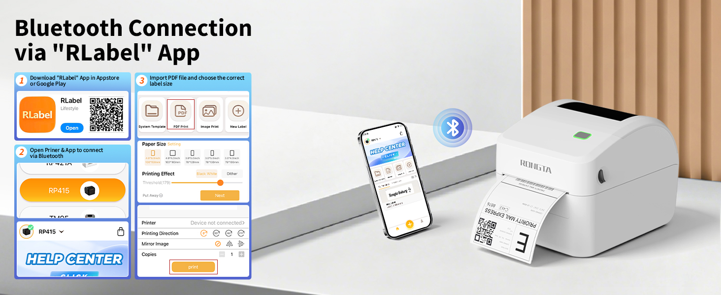 Bluetooth Connection via "RLabel" App