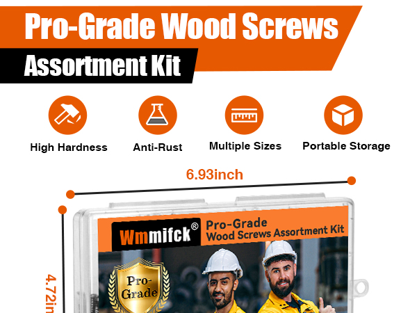 Pro-Grade 210 Pcs Wood Screws Assortment Kit