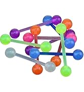 Galepromot 20Pcs Colorful Flexible Silicone Tongue Nipple Stud Bar Ring Barbell Piercing Body ...