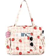 Miss Adola Cute Corduroy Tote Bag for Women - Large Capacity Multi-Pocket Shoulder Bag with Zipper