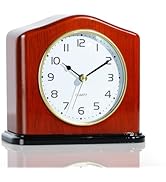 Mantel Clock, Handcrafted Solid Wood Desk Clock with Silent Movement, Piano-Gloss Finish,...
