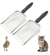 Chicken Poop Scooper for Coop, 2 Pack Chicken Coop Shovel with 0.15 Inch & 0.2 Inch Mesh Metal Ch...