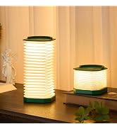 Uniwolk Paper Lamp House Warming Gifts, Portable Cordless Foldable Small Bedside Lamp, Retro Gree...