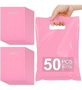 VieFantaisie 50 PCS Pink Party Favor Bags, 8" x 11" Goodie Bags for Candy Treat Craft Easter Egg,...