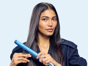 Woman with straightener