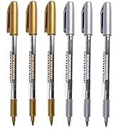 MyLifeUNIT Metallic Marker Pens, 6-Pack Metallic Gold Silver Permanent Markers, Fine Point (3 Gol...